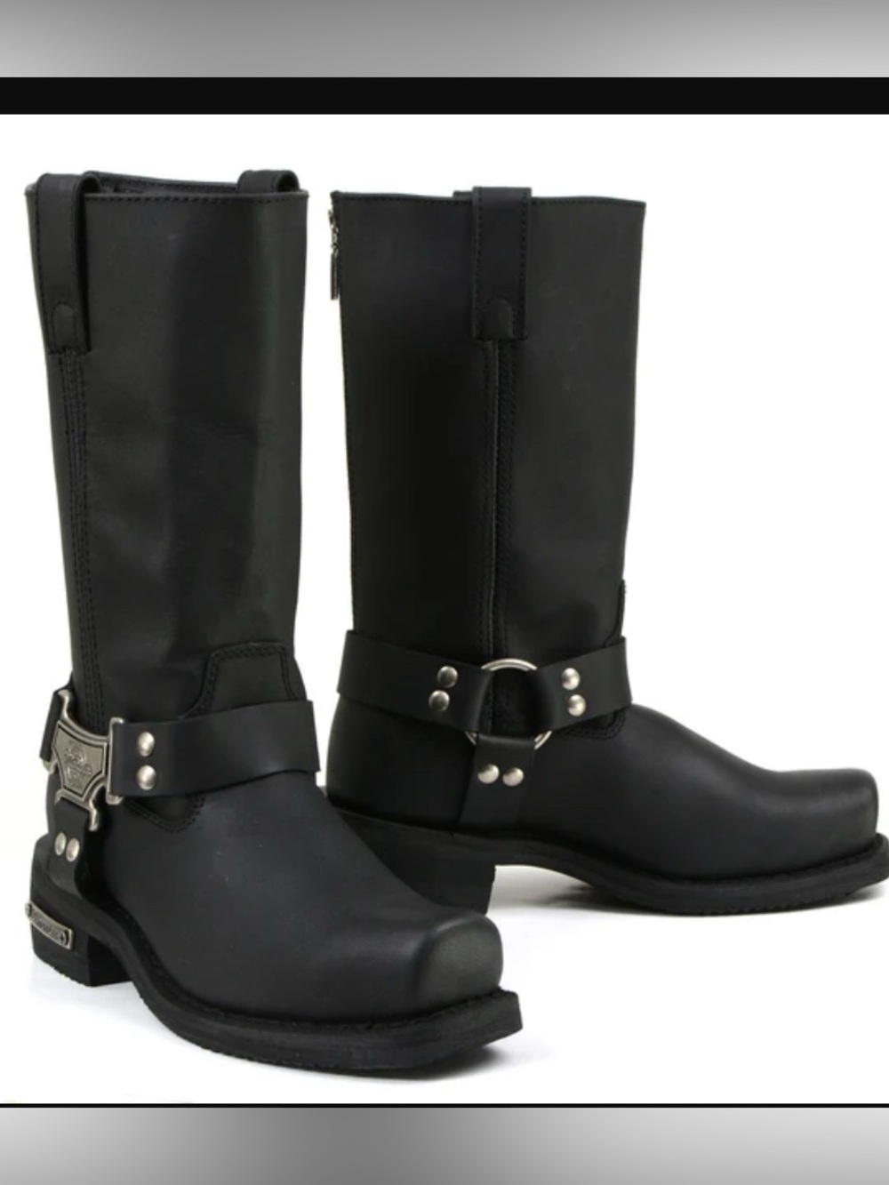 Milwaukee Classic Black Leather Motorcycle Harness Boots